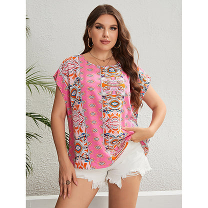 Summer Ethnic Style Round Neck Loose Top
