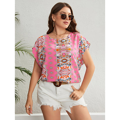 Summer Ethnic Style Round Neck Loose Top