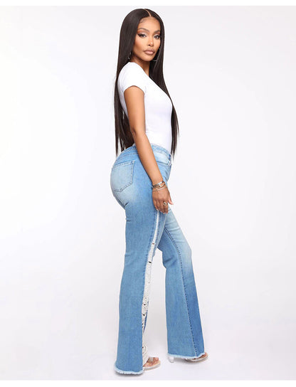 Women's Stretch Ripped Flared Jeans